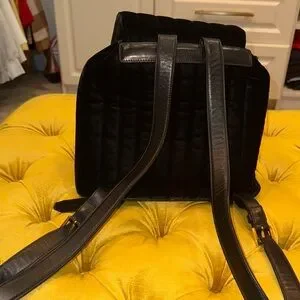 Yves Saint Laurent Velvet Black Backpack with Gold Logo Yves Saint Laurent | Bags | Yves Saint Laurent Velvet Black  main image 4